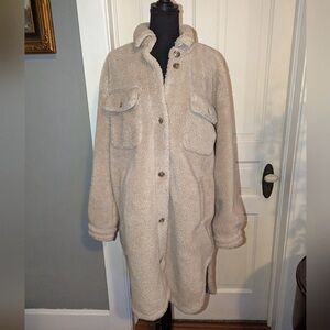 Gap Sherpa Teddy Bear Long Shirt Jacket Medium Tall